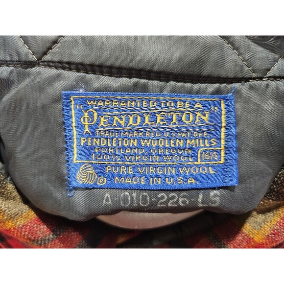 Vintage Pendleton Large 16 1/2 Plaid Virgin Wool Flannel Button‎ Up Shirt FLAWED - Picture 8 of 13